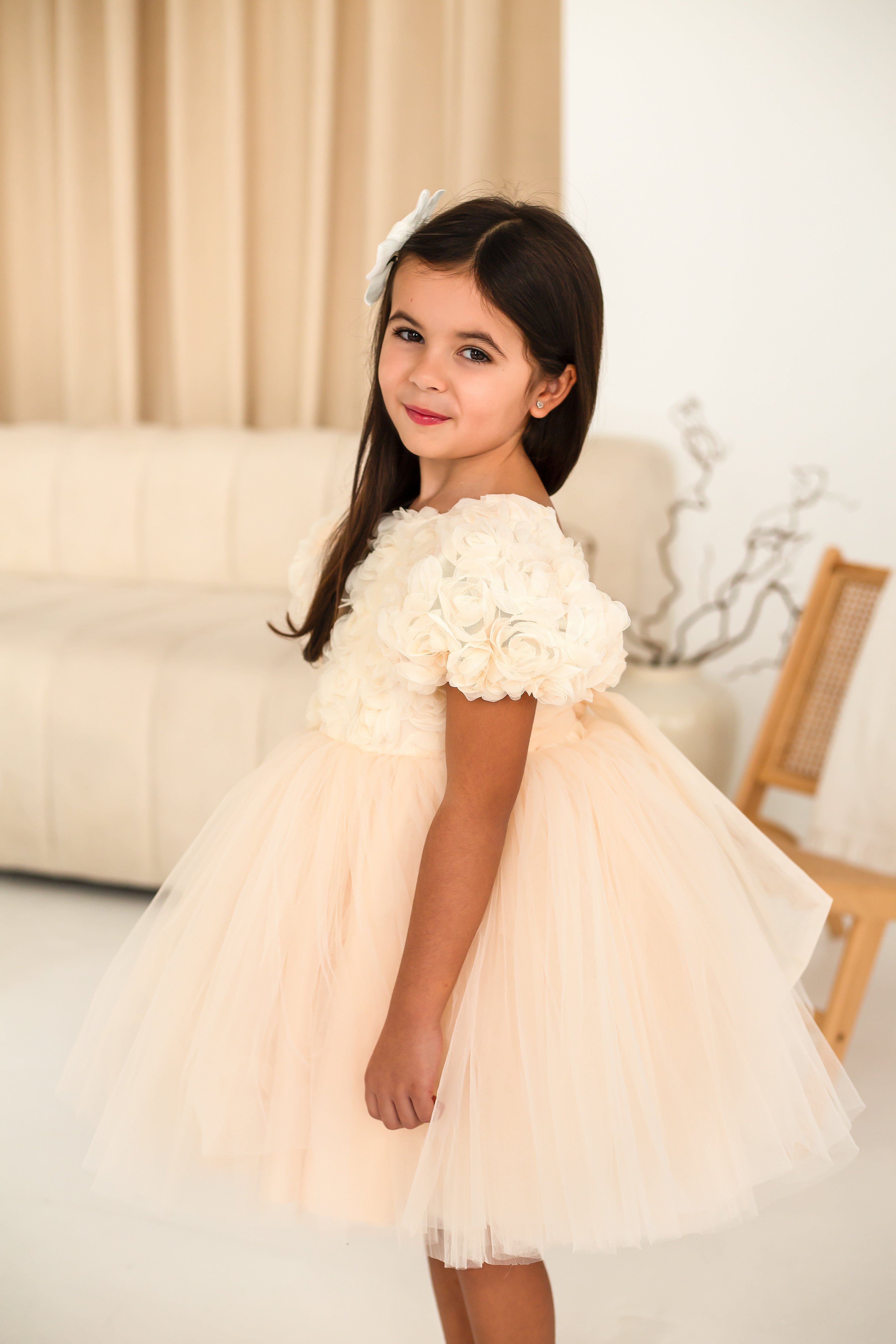 Rosetta Tulle Dress - Champagne (pre order dispacth w/c 31st March)