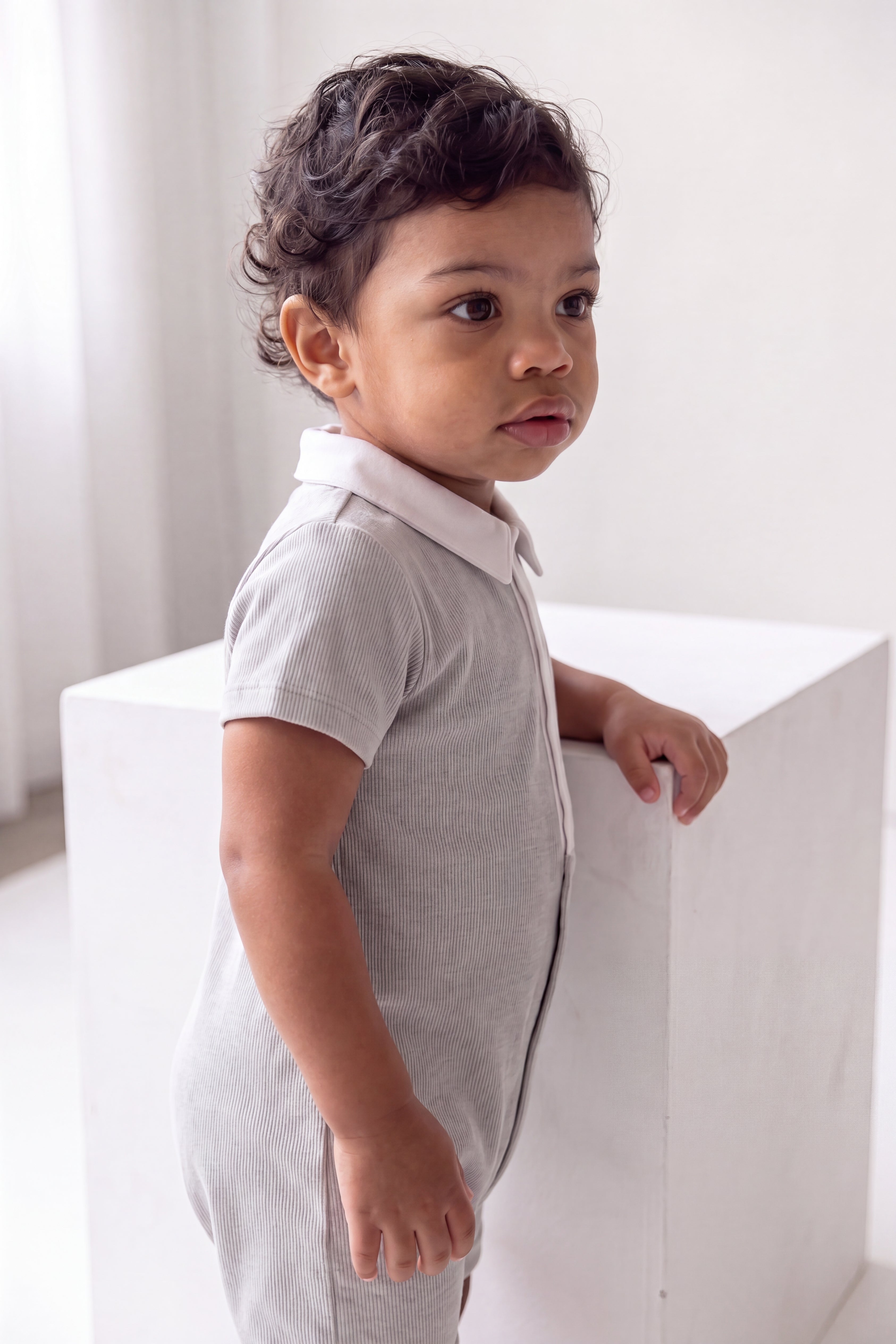 Romper with Prince Charlie collar/ Grey