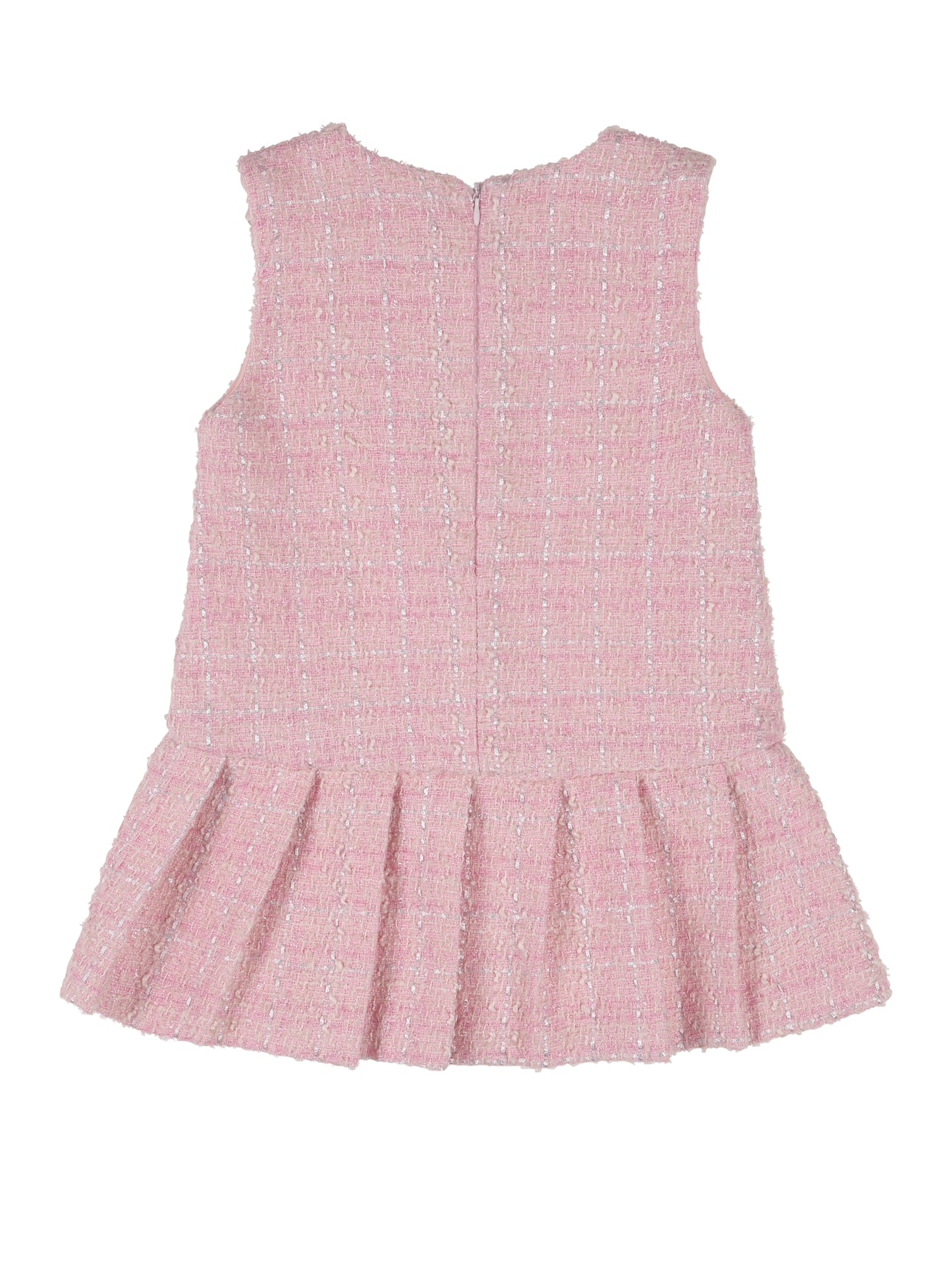 'Penelope' Sleeveless Tweed Dress - Pink