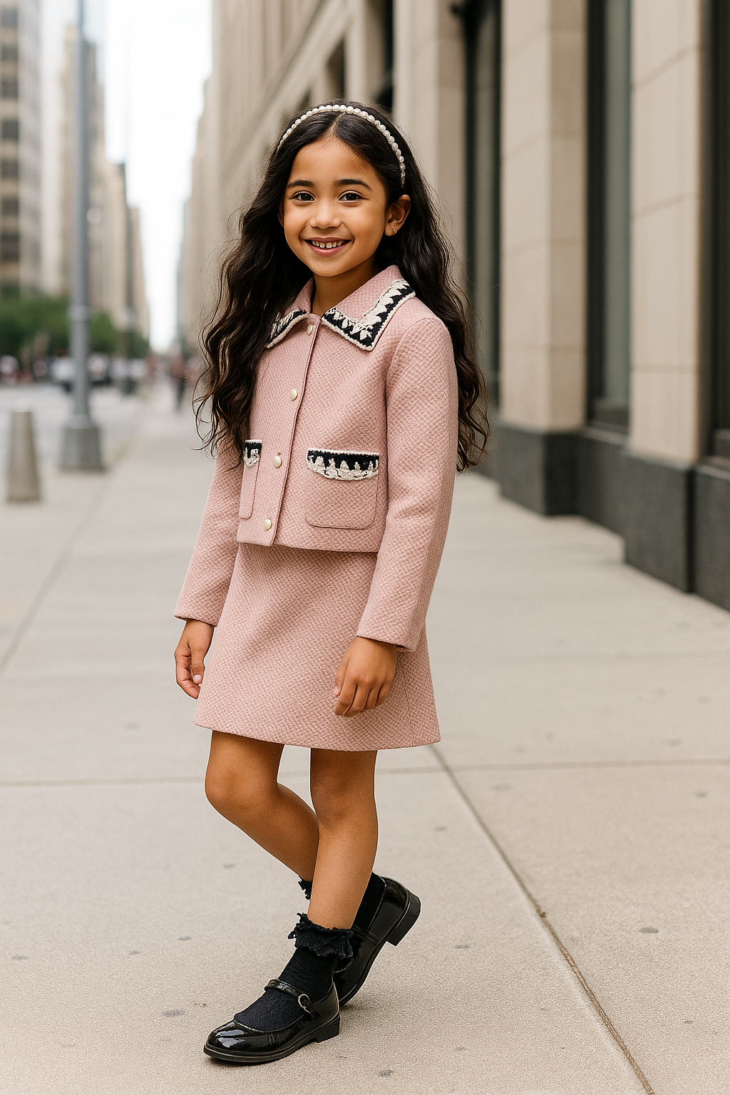‘SOPHIA’ Knitted jacket and skirt -Pink