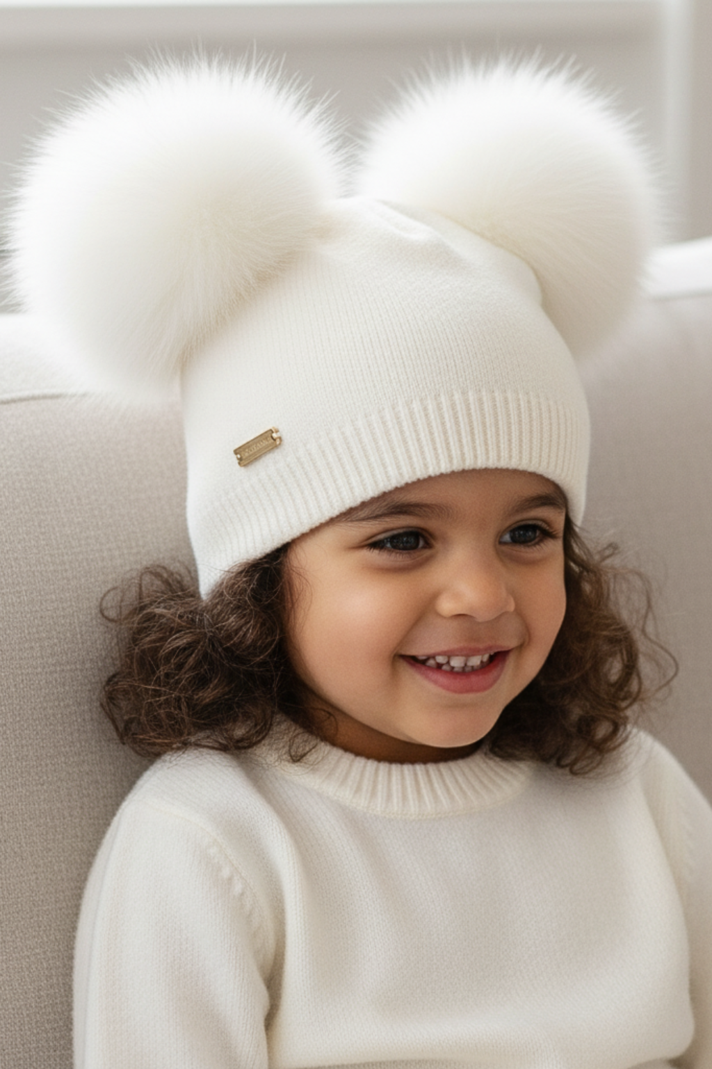 Cashmere double pompom hat