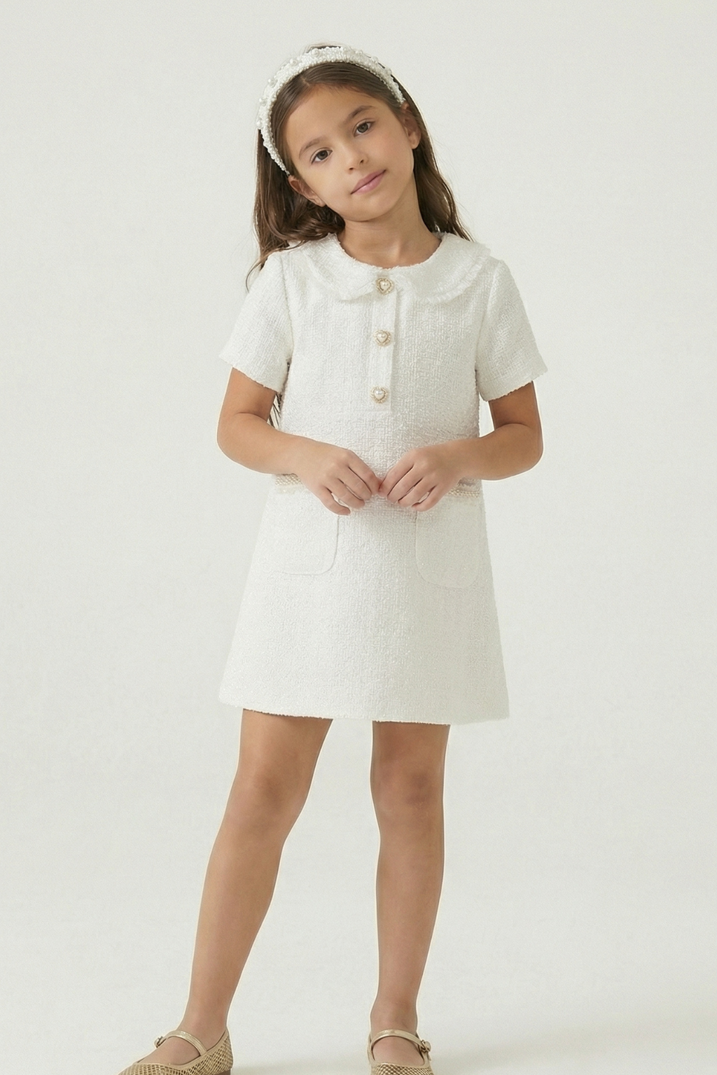Emelie Tweed Dress - Ivory