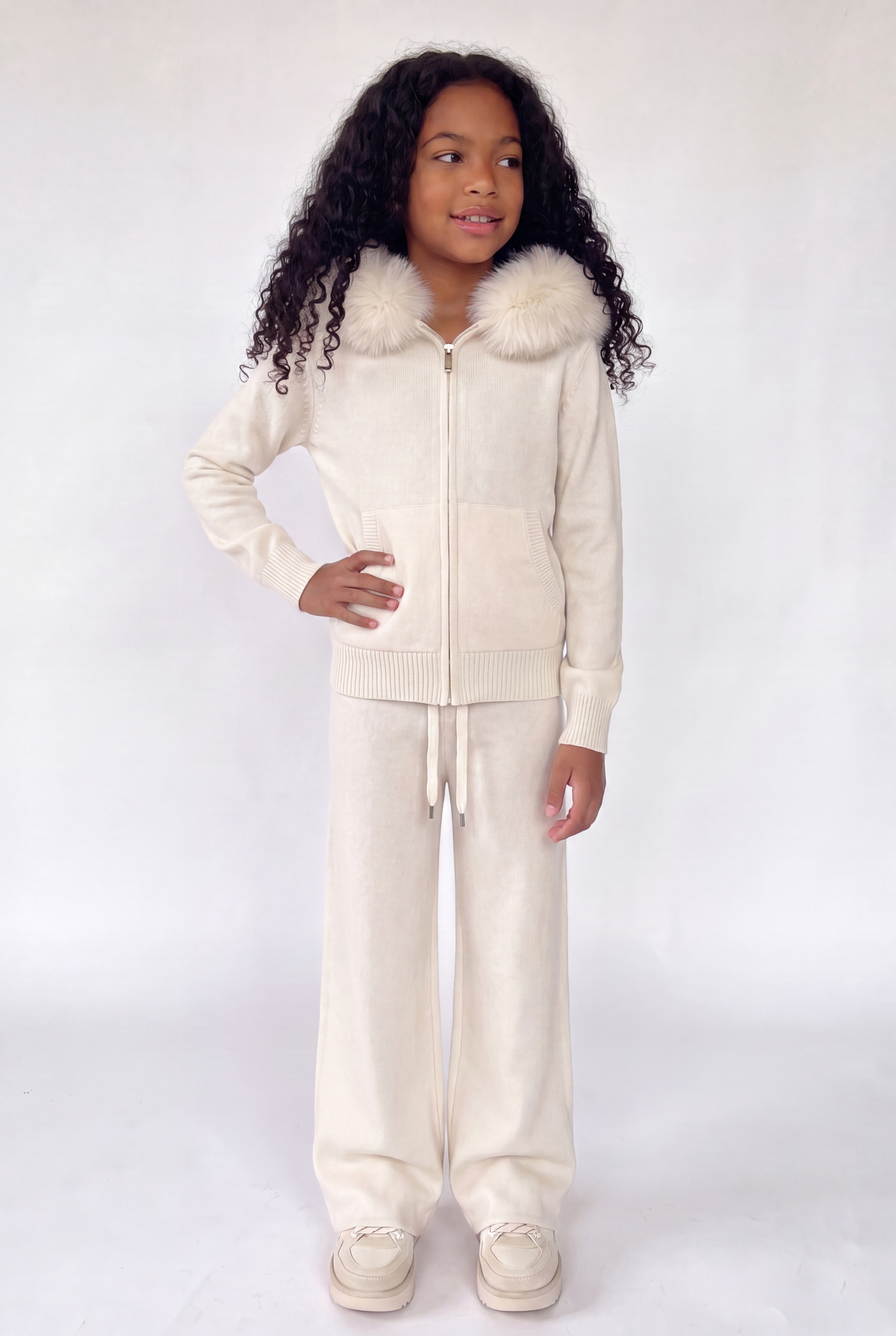 The Verona Zip Up Knit Set- Ivory
