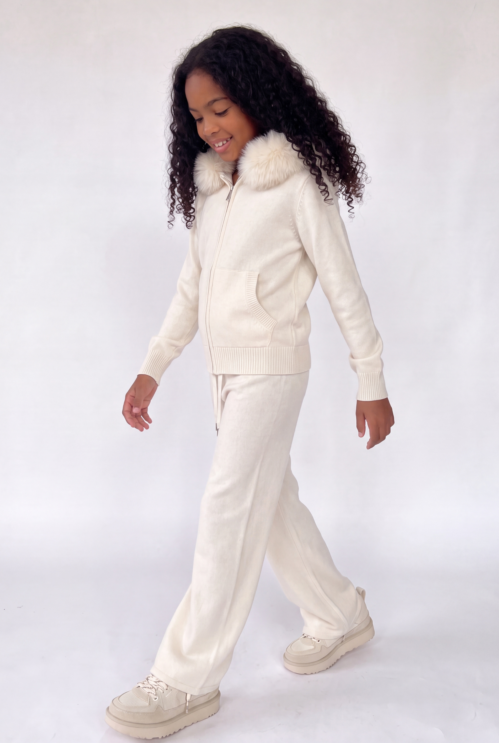 The Verona Zip Up Knit Set- Ivory