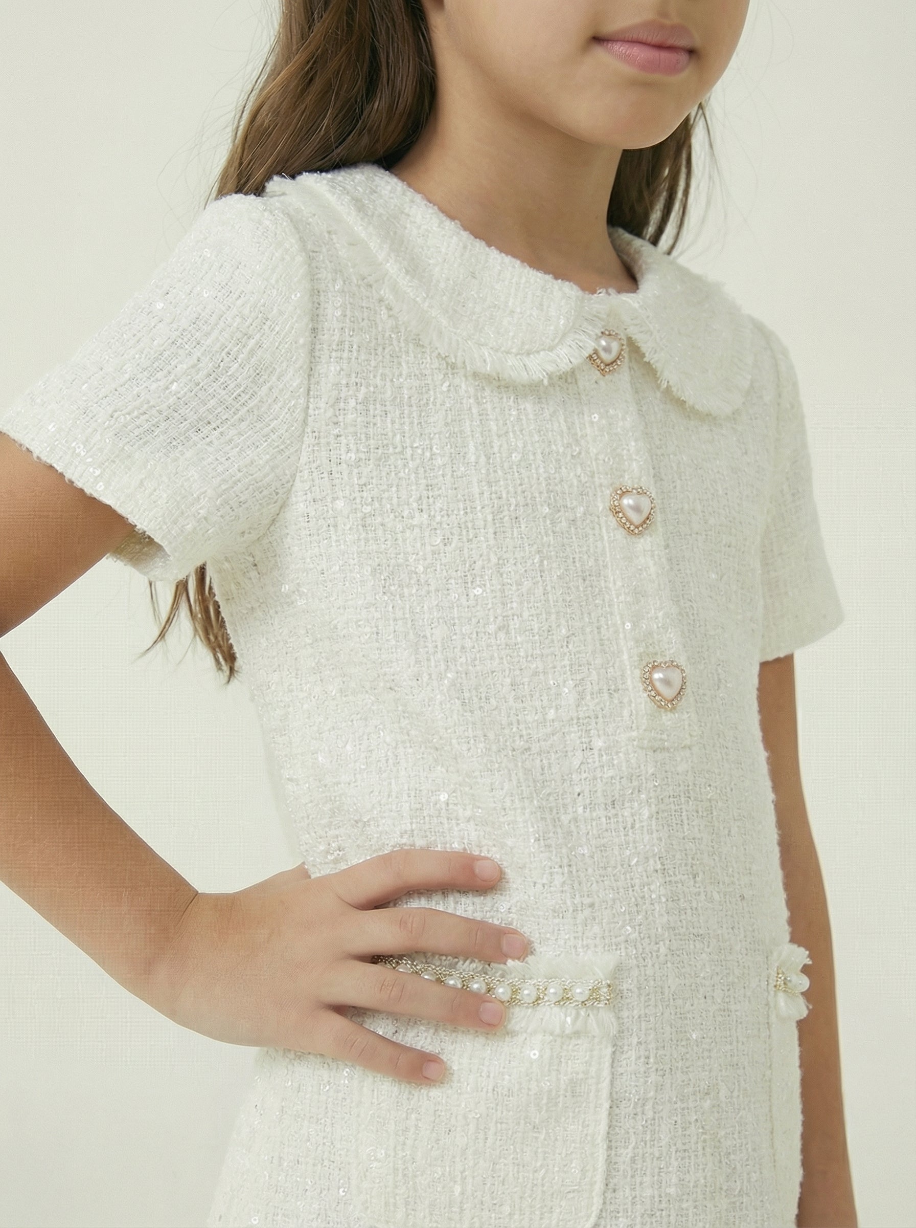 Emelie Tweed Dress - Ivory
