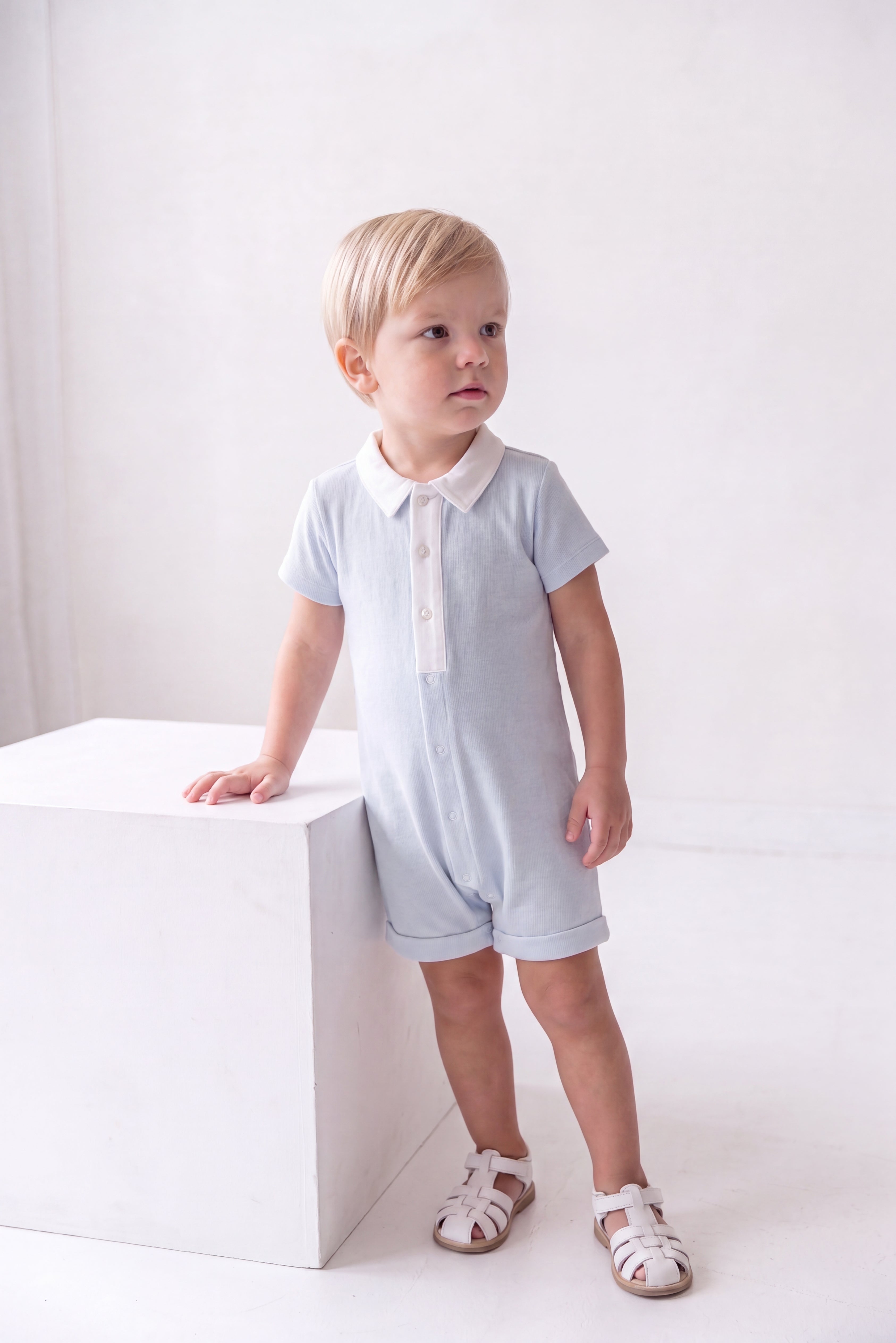 Romper with Prince Charlie collar/ BLUE