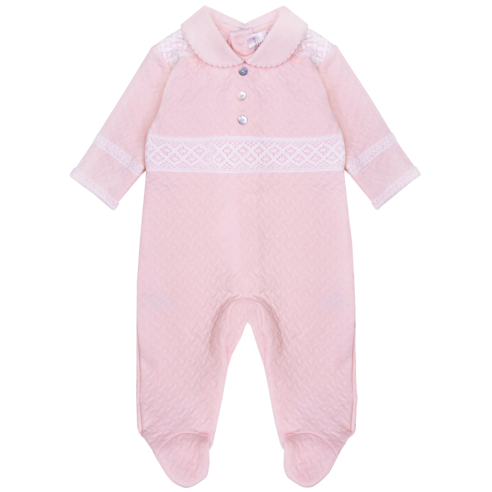Pima Cotton Quilted Baby Grow Pink