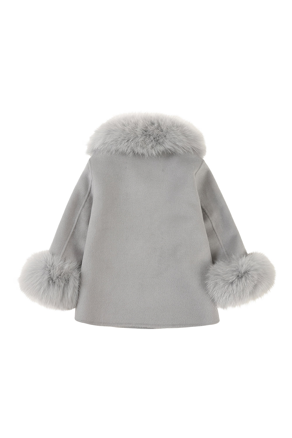 'Zara' cashmere coat with fur collar and cuffs / Grey