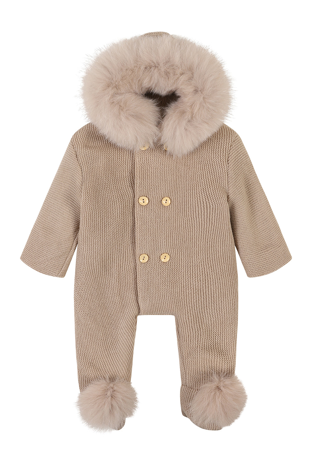 Knitted pramsuit - Cappuccino