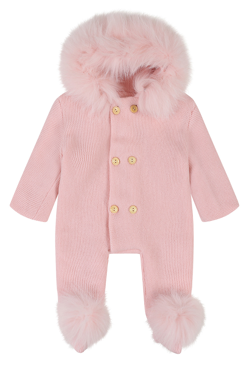 Knitted pramsuit - Baby pink