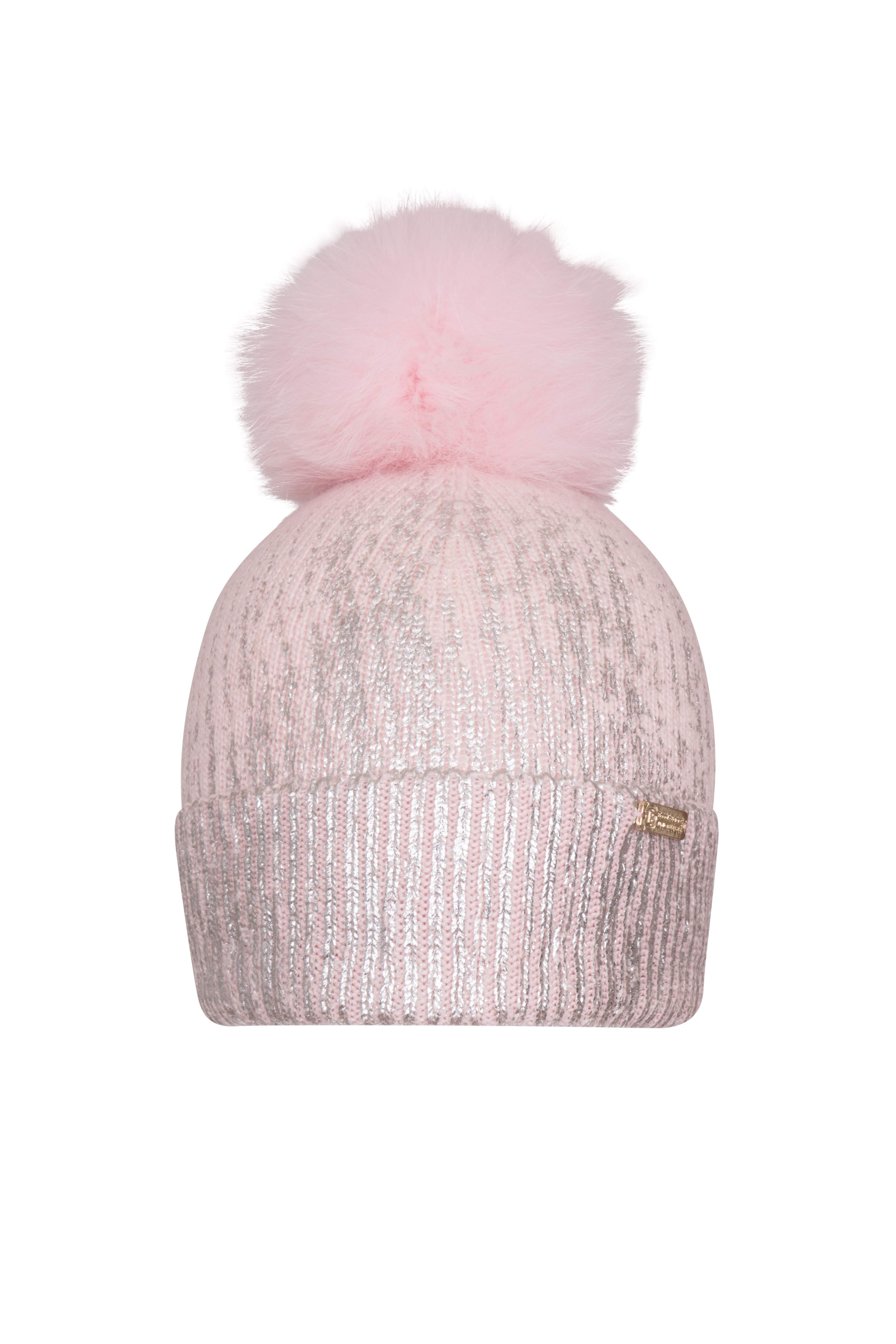 Angora 'Florence' pompom hat and scarf set / Pink