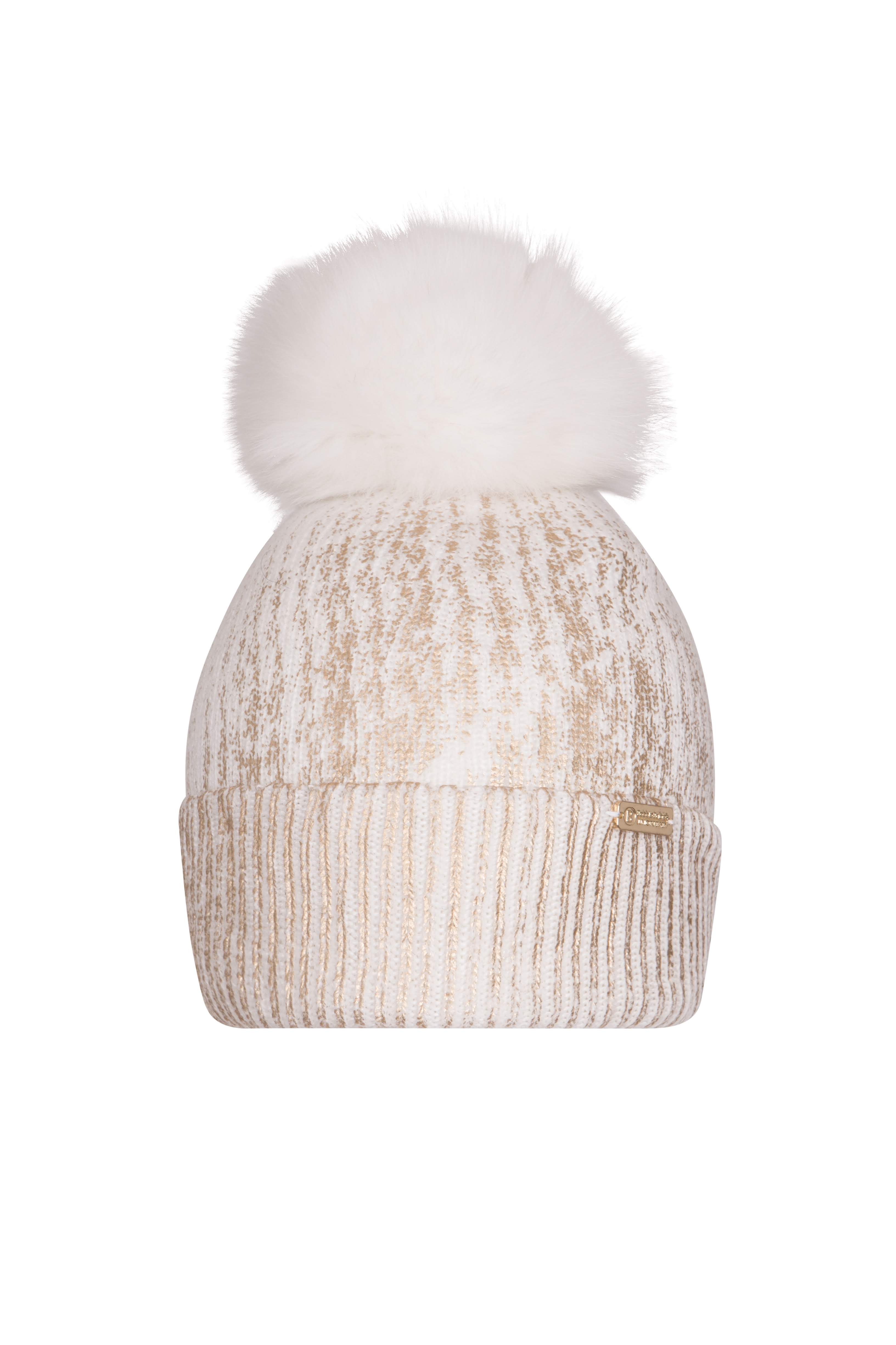 Angora 'Florence' pompom hat & scarf set / Ivory