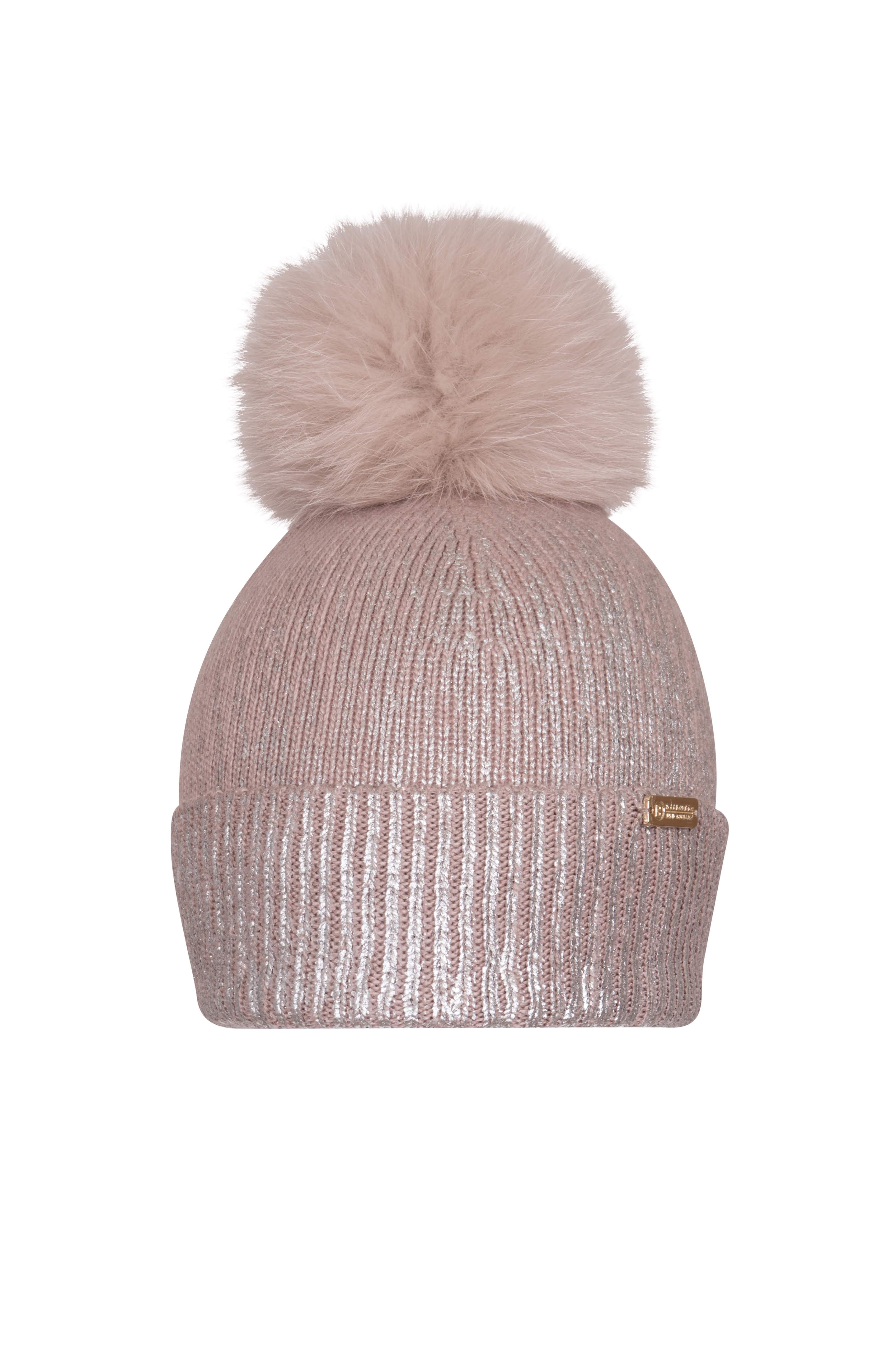 Angora 'Florence' pompom hat and scarf / Cappuccino
