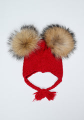 Red Double Pom Bomber Hat