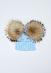 Baby Blue Double PomPom Hat