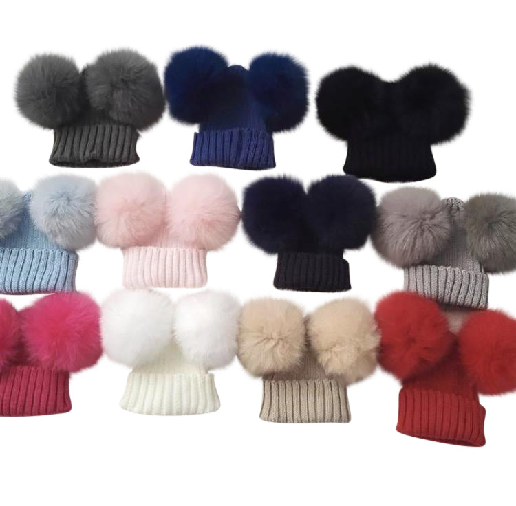 Merino Knit fully pompom hats