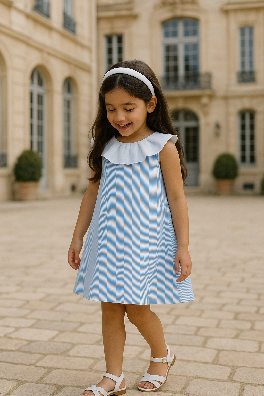 Girls Stripe Bow Back Dress