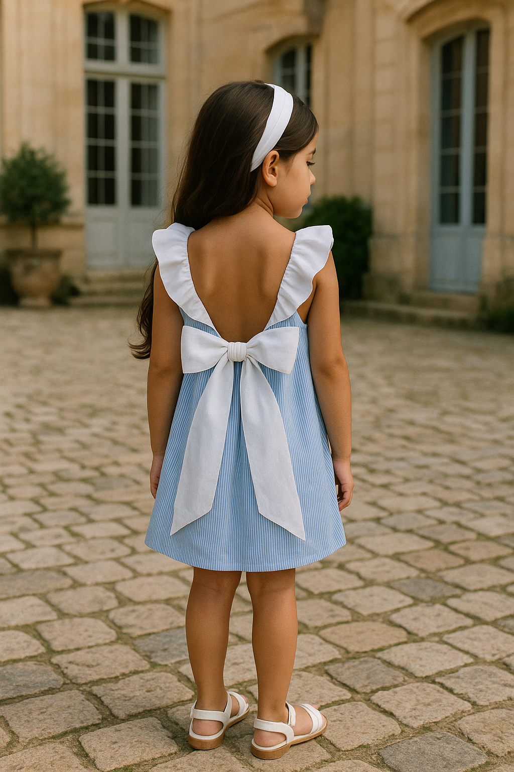 Girls Stripe Bow Back Dress
