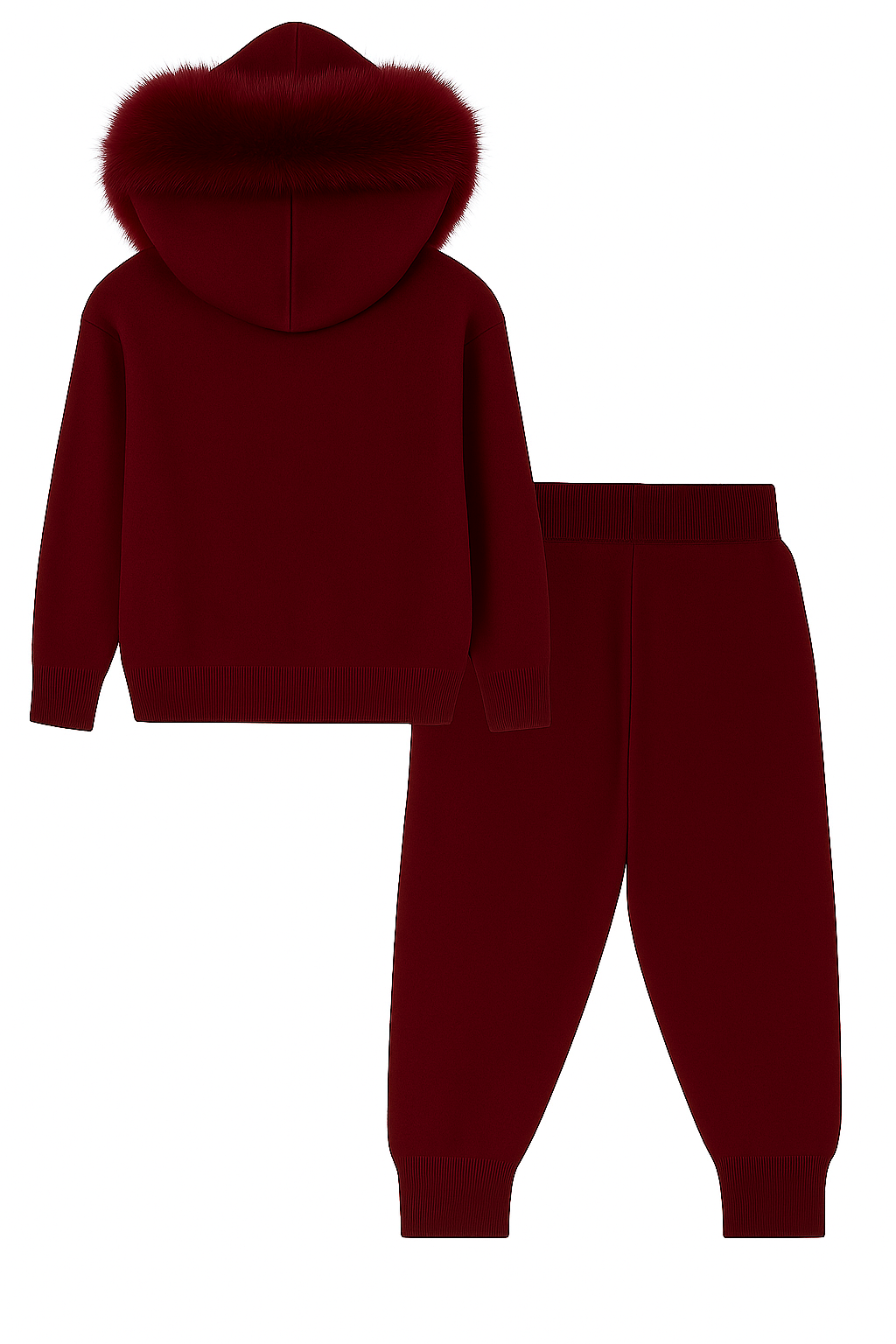 Pre Order- Knitted Hoodie Jogger Set - Burgandy