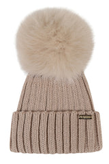 Luxe ribbed pompom beanie in Oatmeal