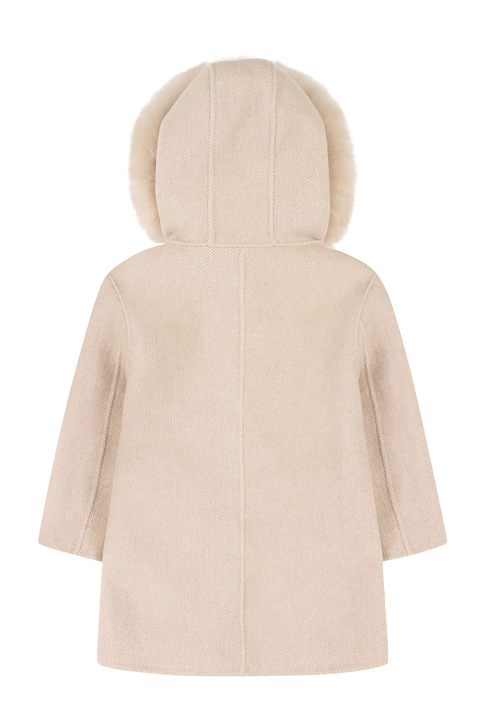 'Thea' hooded cashmere coat with fur pocket - Nude