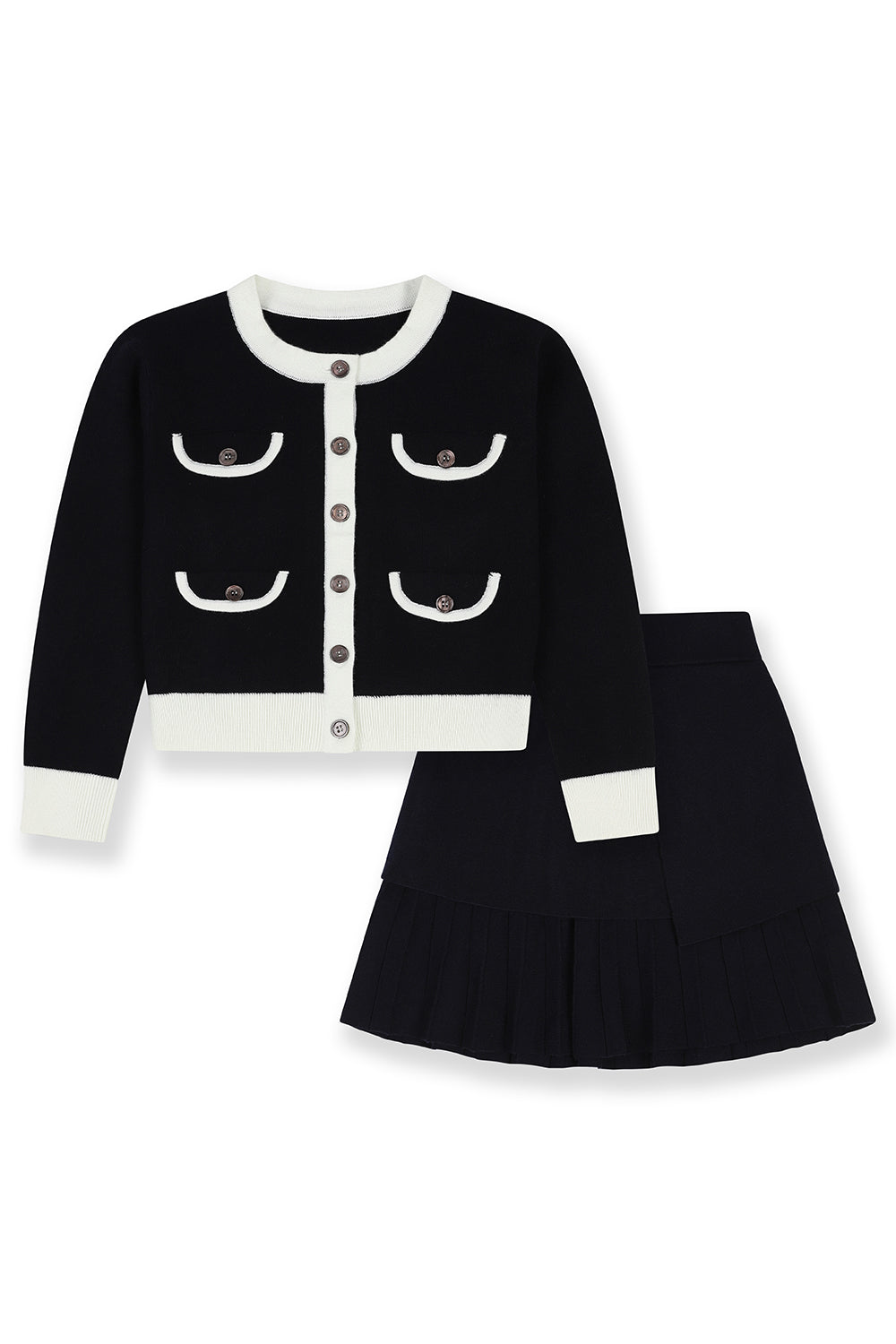 Kensington knitted cardigan and skirt set - navy blue