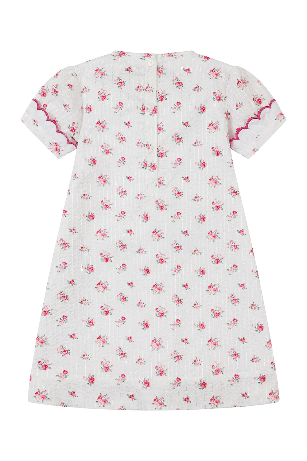 Girls Floral Short Sleeve Bow Dress