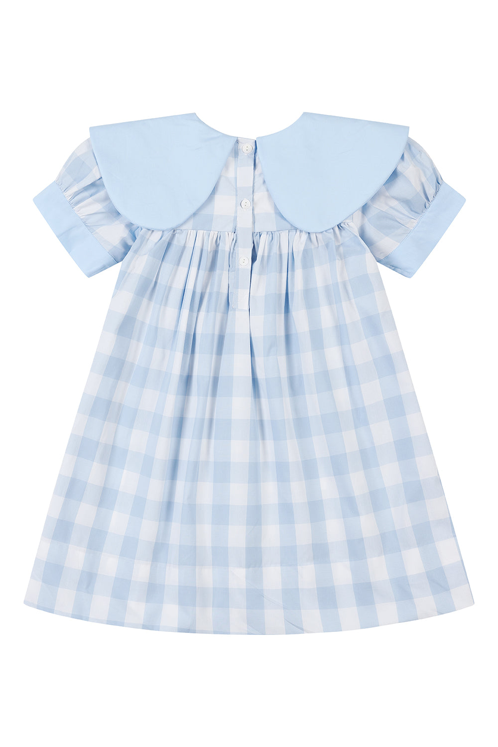 Girls Blue Gingham Short Sleeve Dress