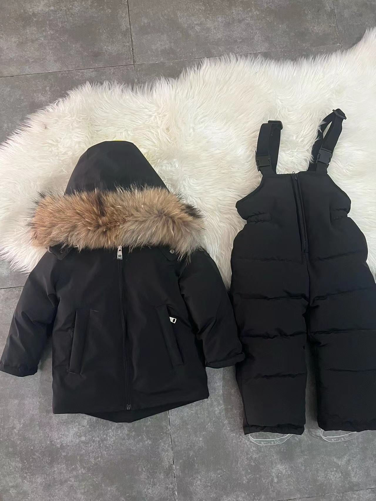 Black two piece snowsuit