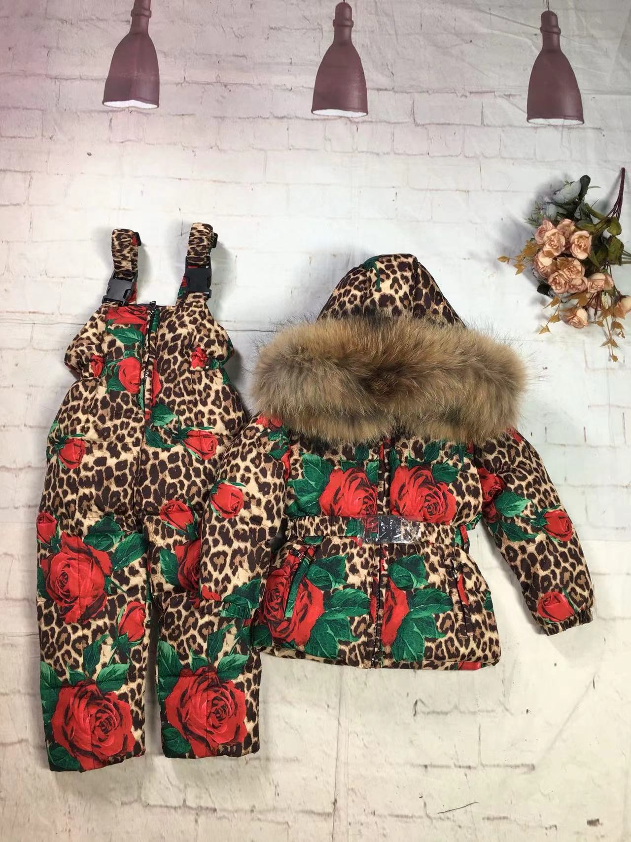 Rosette Leopard two piece snowsuit