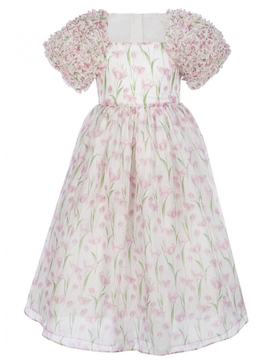 Girls Floral Puff Sleeve Dress