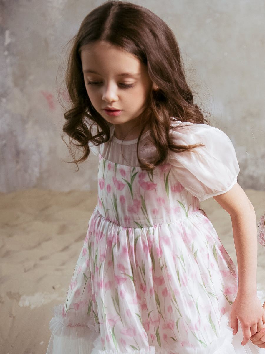 Girls Floral Tulle Dress