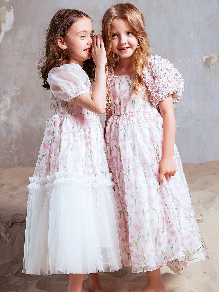 Girls Floral Tulle Dress