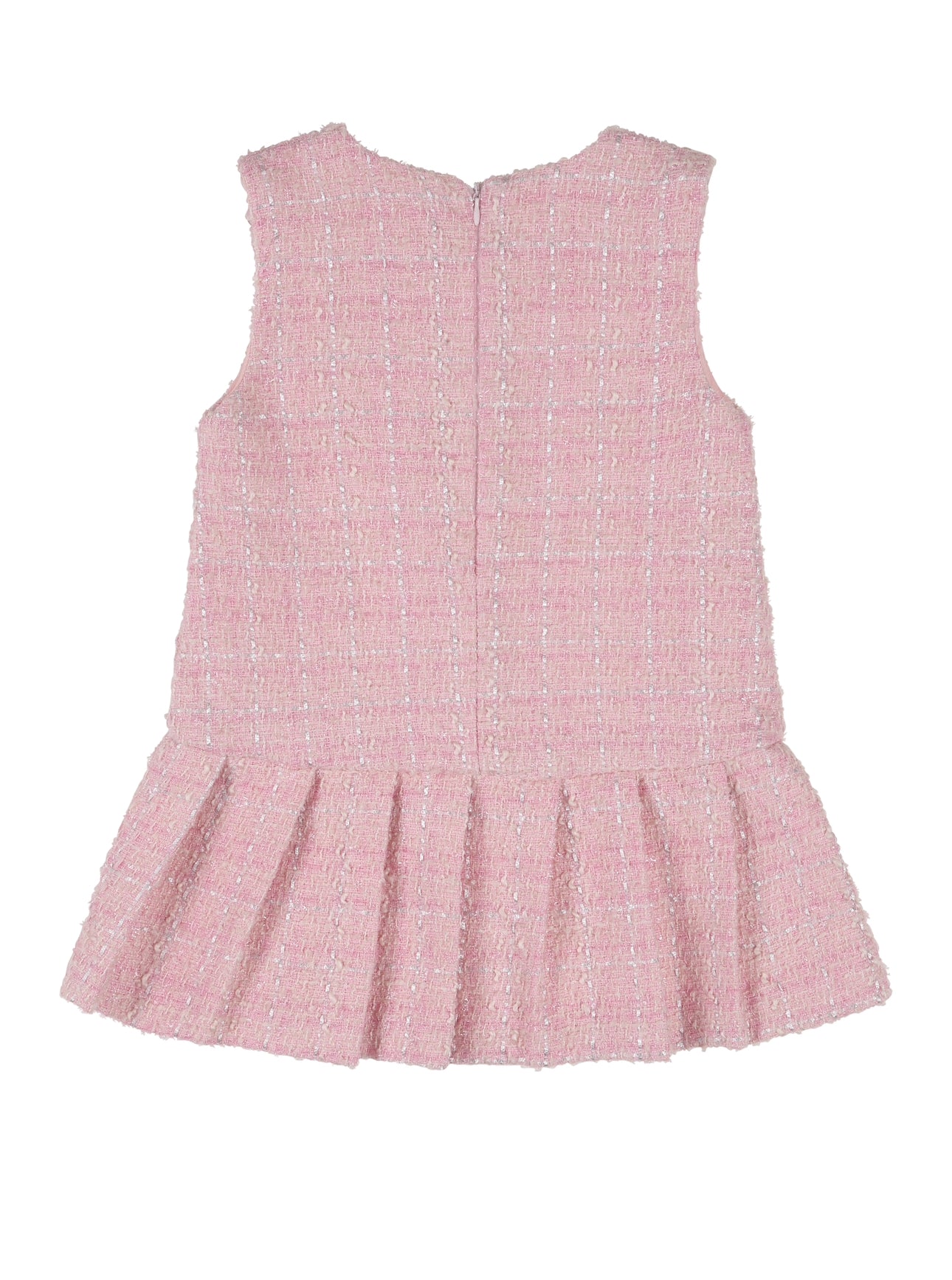 'Penelope' pink sleeveless tweed dress - Pre order 31.03.25