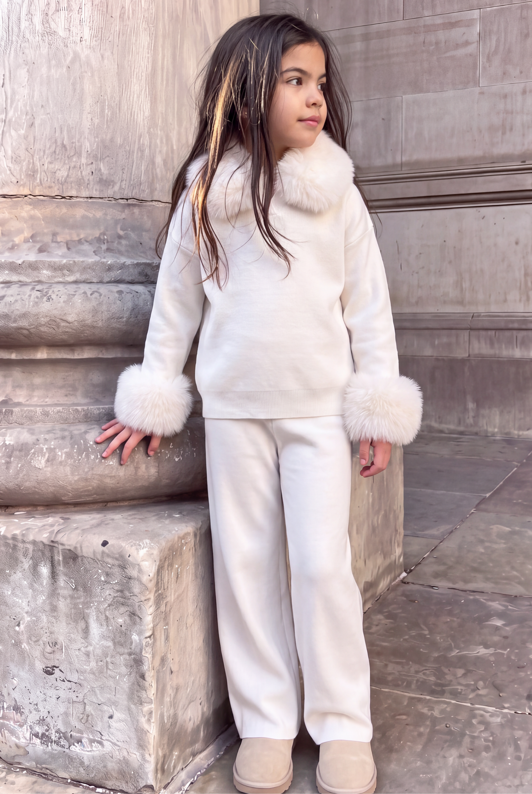 Kensington Knitted lounge tracksuit set- Ivory