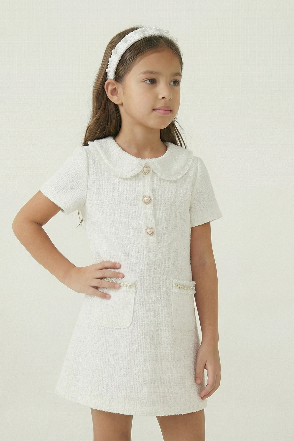Emelie Tweed Dress - Ivory