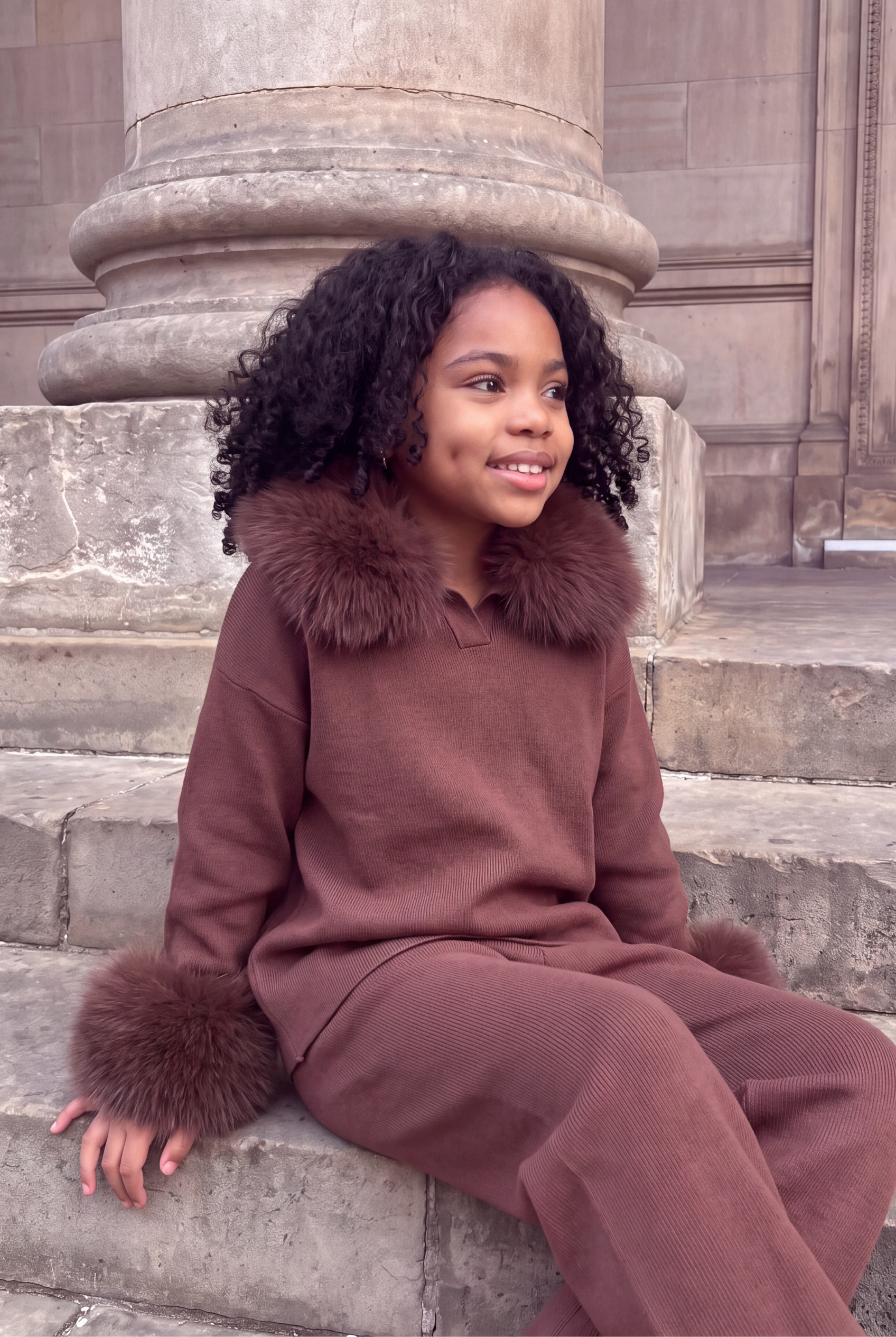 Kensington Knitted lounge tracksuit set- Brown