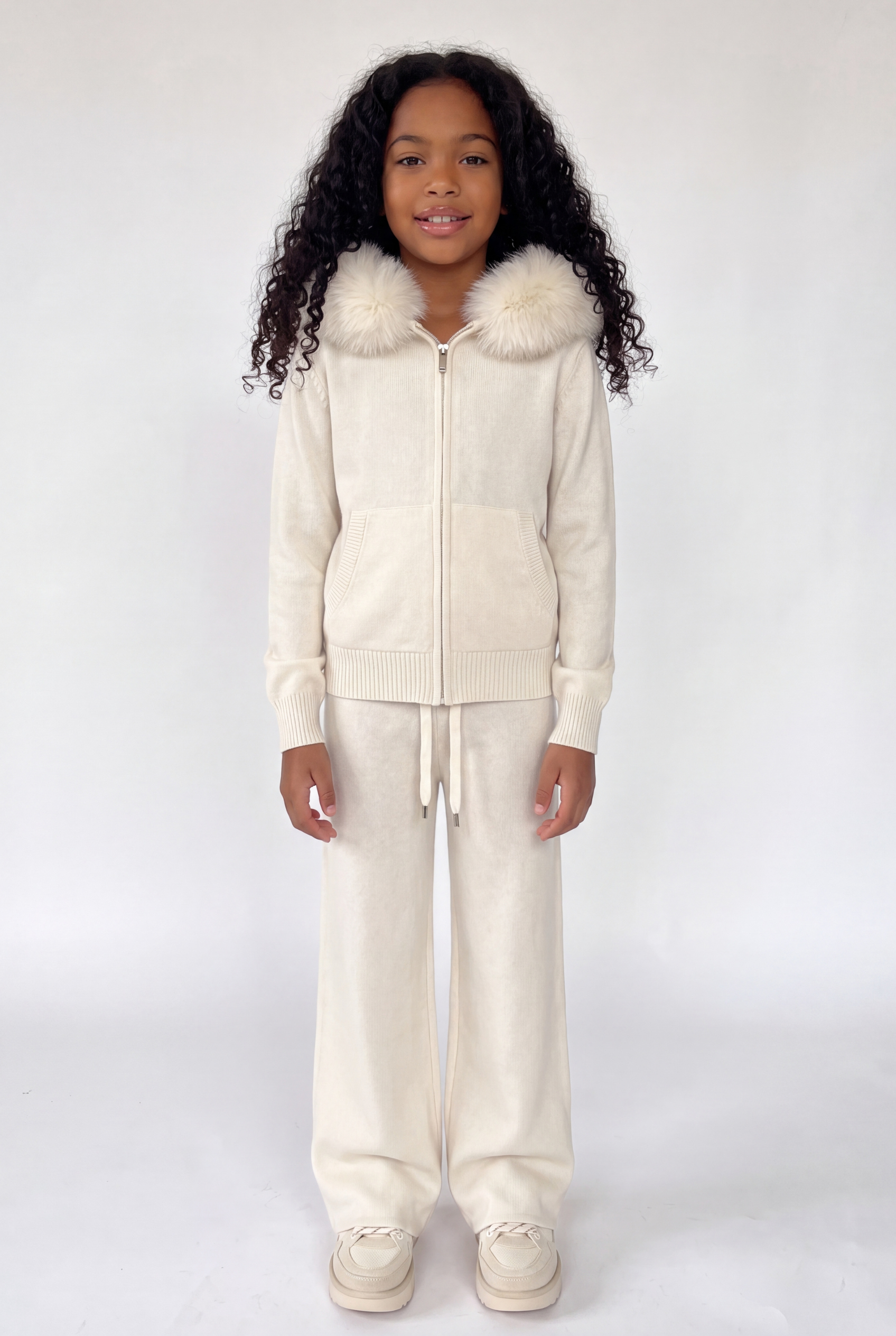 The Verona Zip Up Knit Set- Ivory