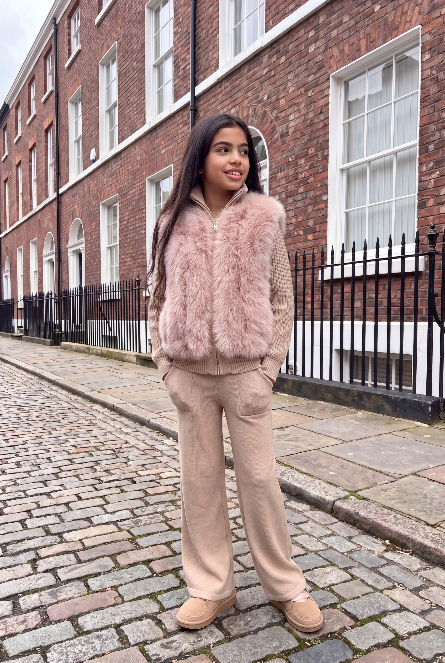 The Beau Knit Faux-Fur Pants Set
