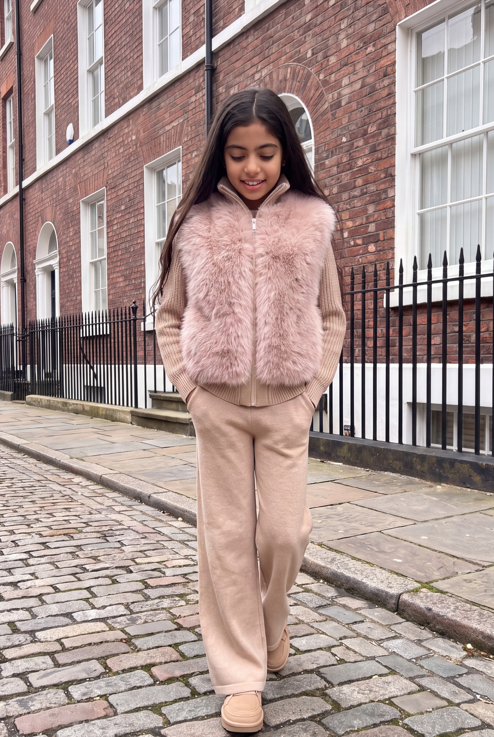 The Beau Knit Faux-Fur Pants Set