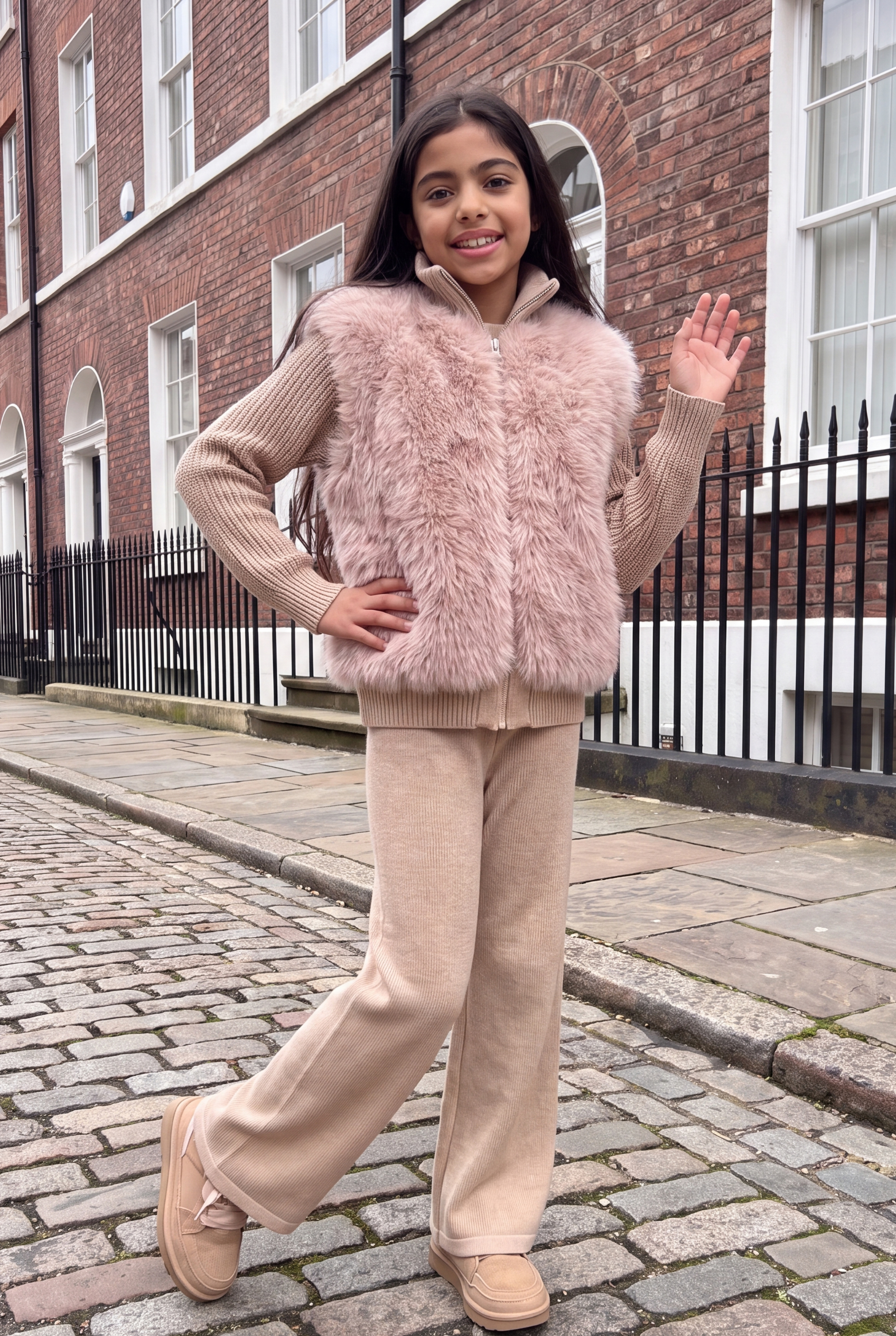 The Beau Knit Faux-Fur Pants Set