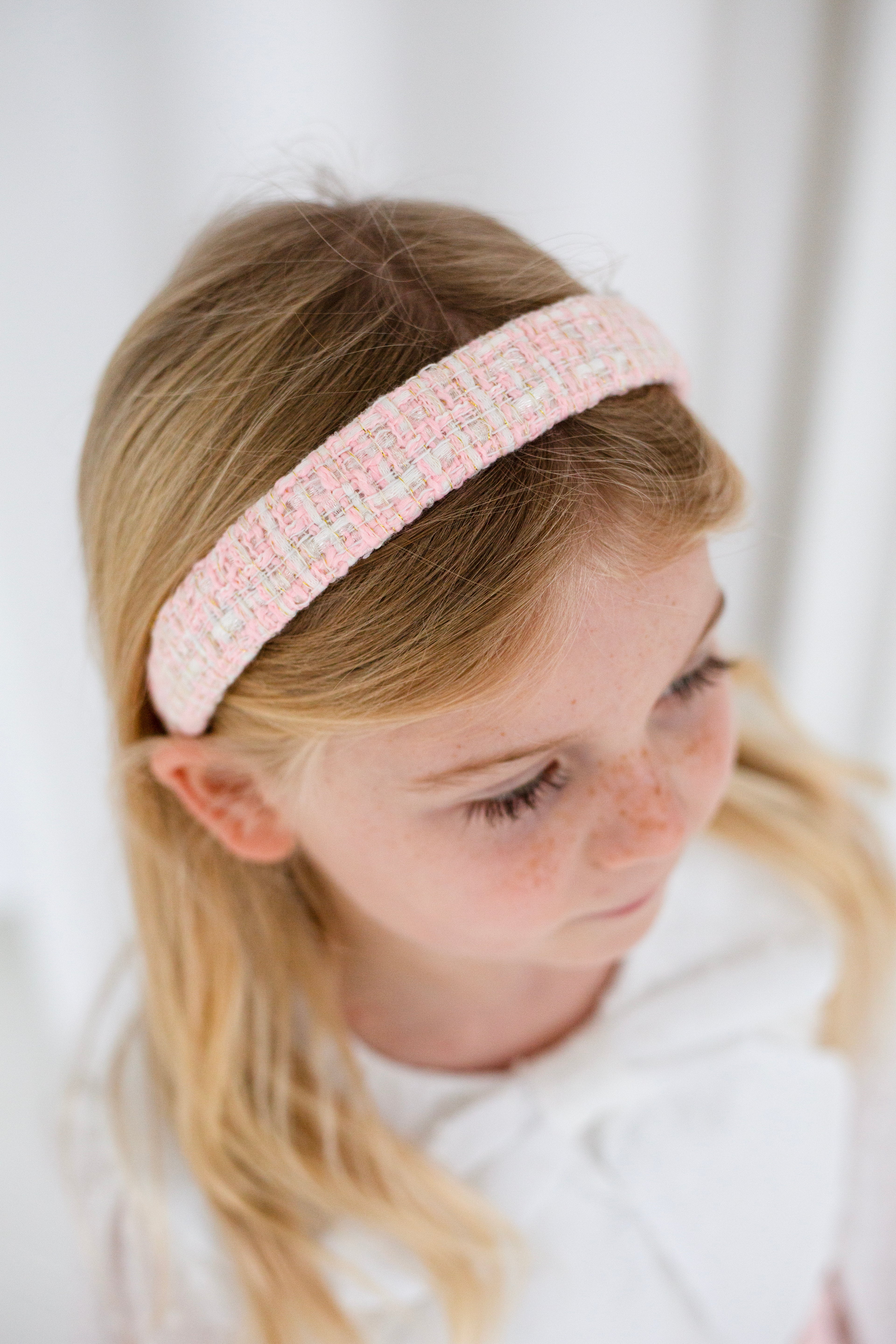 Amelie pink tweed headband