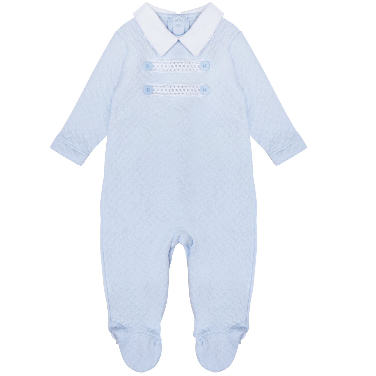 Pima Cotton Quilted Baby Grow Blue