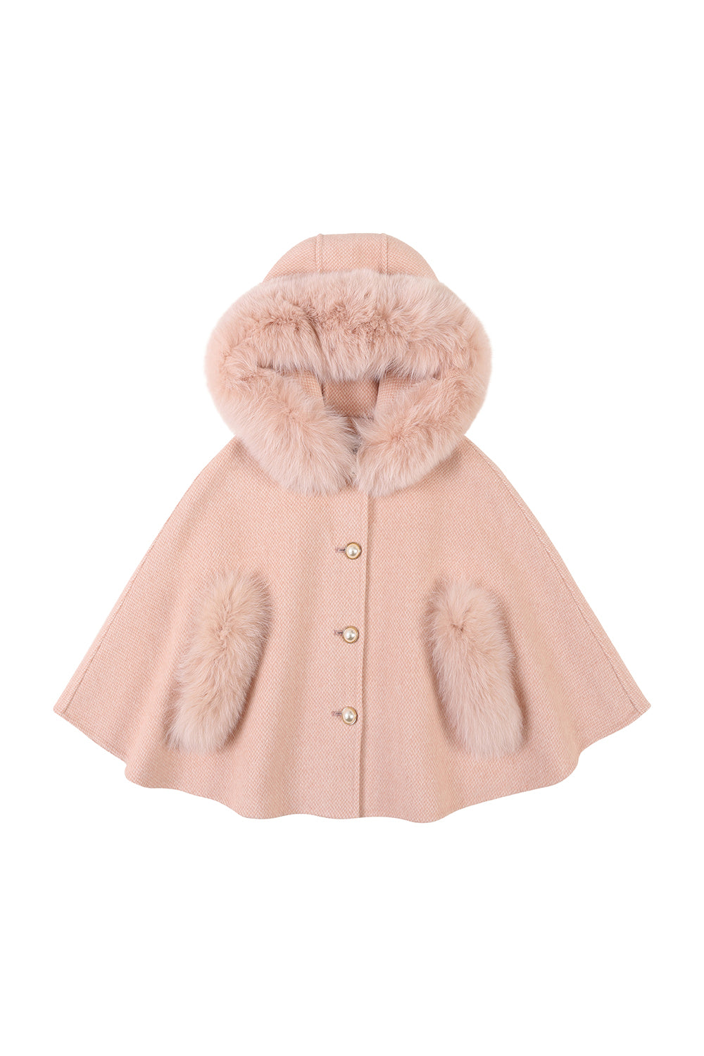 ‘Alana' cashmere hooded cape / Blush