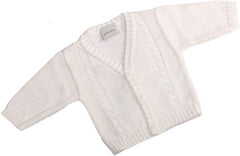 White cable knit baby cardigan