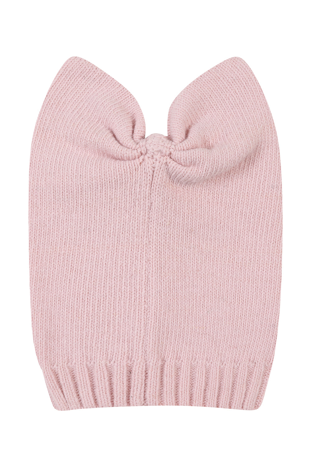 Knitted bow beanie hat / Pink