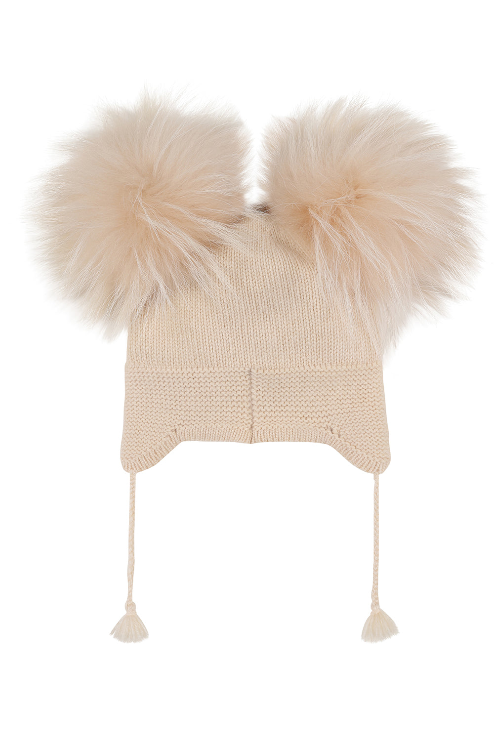 Angora Double pompom tassel hat / Beige