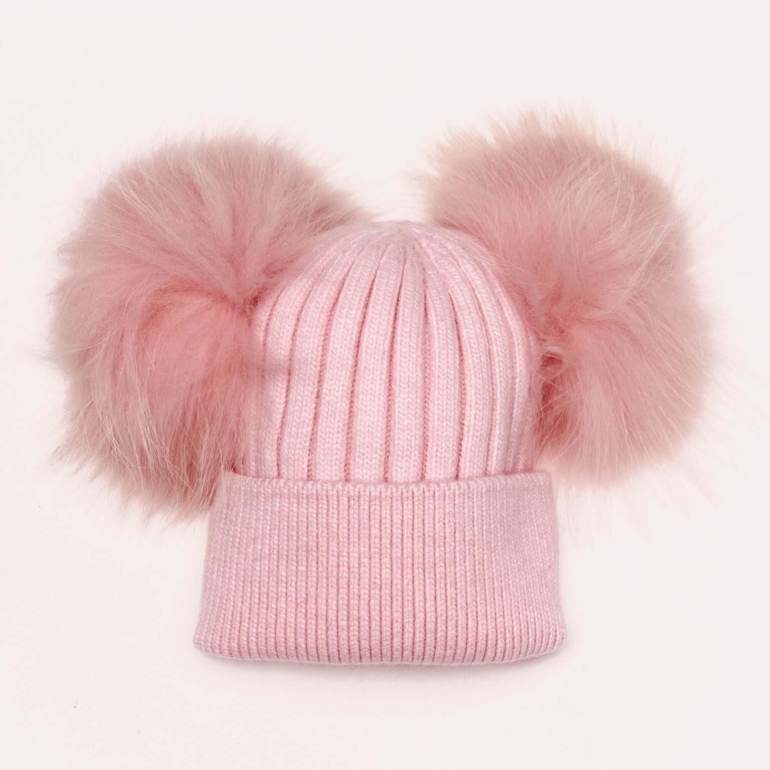 Luxe Angora double pom hat in Pink