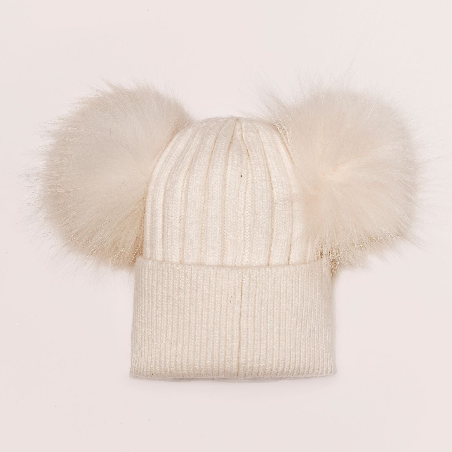 Luxe Angora double pom hat - CREAM