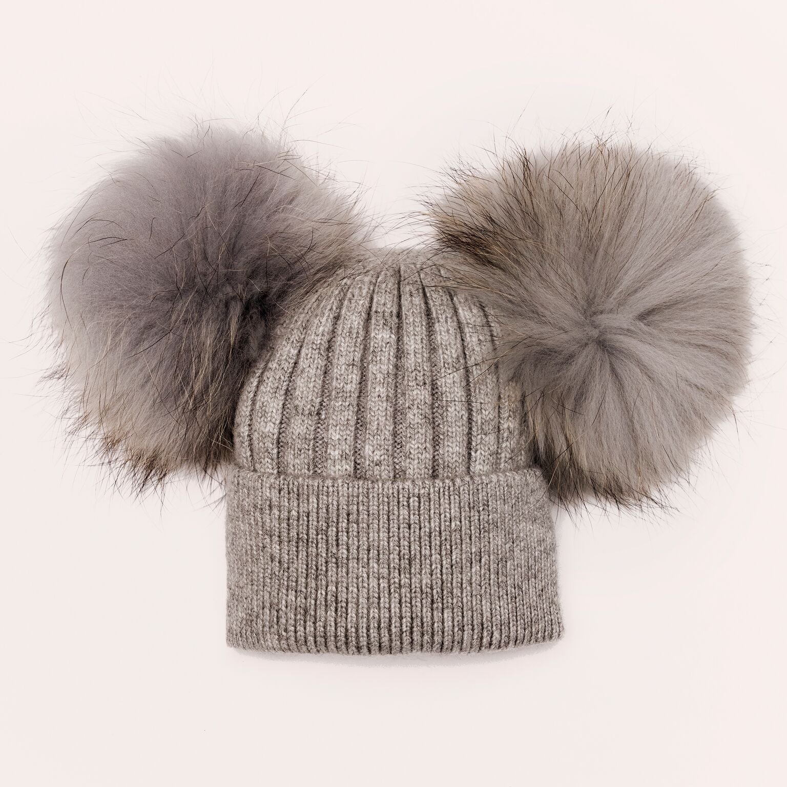 Luxe Angora double pom hat - GREY